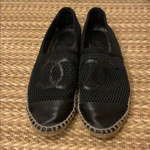Black Mesh and Leather Chanel Espadrille